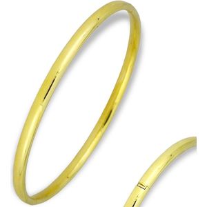 Gouden Bangle Armband 61 mm 4 mm Classic Ovaal Buis Schanier 14 karaats