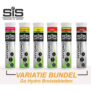 SiS Go Hydro Bruistabletten - 6-pack Mixed - Lemon, Cola, Pineapple & Apple, Strawberry & Lime, Berry en Grapefruit Smaak - 120 Tabletten - 300mg Elektrolytenn