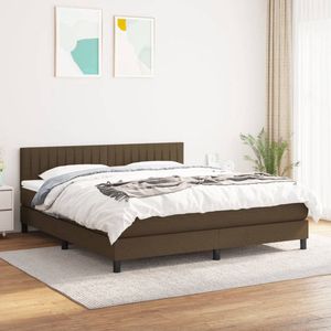 vidaXL Boxspring - Donkerbruin - 180x200 cm - Inclusief Matras Boxspringbed - Slaapcomfort - Pocketveermatras - Verstelbare Hoofdbord - Duurzaam Materiaal - Middelduur