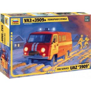 1:43 Zvezda 43001 Fire Service car UAZ 3909 Plastic Modelbouwpakket