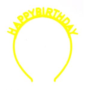 Diadeem happy birthday fel geel - kinderfeestje - verjaardag