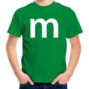 Letter M verkleed/ carnaval t-shirt groen voor kinderen - M en M carnavalskleding / feest shirt kleding / kostuum 146/152