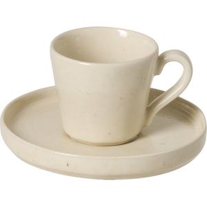 Costa Nova - servies - theekop en schotel Lagoa creme - aardewerk - set van 8 - H 6 cm