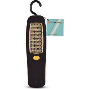 Zaklamp LED | Looplamp met 24 LED | Incl. Magneet en een Handige Draaiende Daak om het op te Kunnen Hangen | Perfect Werklamp voor Outdoor & Indoor Gebruik | Batterijen Niet Meegeleverd | Geel & Zwart