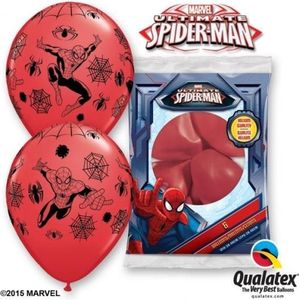 Spiderman party thema ballonnen 6x stuks - Feestartikelen/versieringen