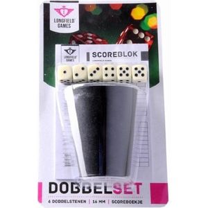 Dobbelsteenset - scoreblok - 6 dobbelstenen - dobbelspel - yathzee - Longfield Games