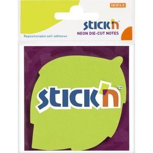 Stick'n Sticky blad notes - 70x70mm, 50 vel, neon groen sticky note met vorm
