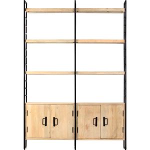 vidaXL Boekenkast - 124x30x180 cm - Massief Mangohout Boekenkast - Industrieel Design - Mangohout - Bibliotheek - Vintage Meubilair