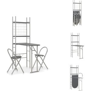 vidaXL Barset - 3-delig - Hout/Staal - 90x56x165 cm - inklapbaar - Set tafel en stoelen