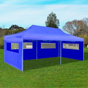 The Living Store Inklapbare Feesttent - Blauw - 580x291x315 cm - Waterbestendig