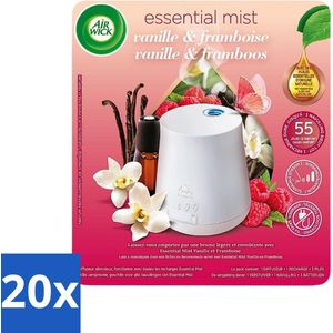 Air Wick Essential Mist - Automatische Luchtverfrisser Starterkit - Vanille & Framboos - 20ml - Bulkverpakking - 20 stuks