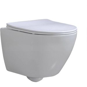 Diamond Line Shorty Flatline - Hangtoilet - Inbouw - Diepspoel - Rimless - Glans Wit - Softclose en Quickrelease Toiletzitting