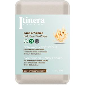 Itinera Land of Venice Duo Kit - Verzachtende Wasgel & Ultra Comfort Lichaamscrème met Haverstrowextract - 95% Natuurlijke Ingrediënten, Diepe Hydratatie en Duurzame Verpakking - 2 x 370 ml