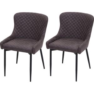 Set van 2 eetkamerstoelen MCW-H79, keukenstoel fauteuil stoel, vintage metaal ~ stof/textiel donkergrijs