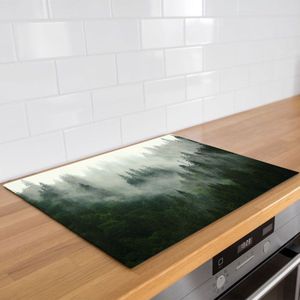 Inductie beschermer mistig naaldbos | 59 x 52 cm | Keukendecoratie | Bescherm mat | Inductie afdekplaat