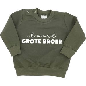 Sweater voor kind - Ik word grote broer - Groen - Maat 92 - Big brother - Familie uitbreiding - Zwangerschap aankondiging