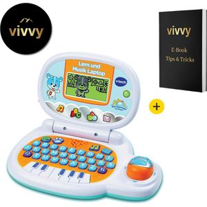 Kinderlaptop Met Muziek - Speelgoed Laptop Opvouwbaar - Kindertablet Vanaf 3 Jaar Met 10 Nummers - Educatief - Incl. 100 worden - 20 Verhalen, 10 Meezingers - 20 Melodieën