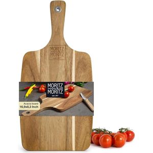 Houten serveerplank met handvat - Acaciahouten snijplank voor snijden, organiseren en serveren