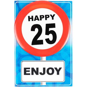Happy age kaart 25 jaar (wenskaart met Button)
