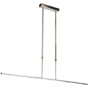 QAZQA bold - Moderne LED Hanglamp voor boven de eettafels-sin eetkamer - 5 lichts - L 1300 mm - Staal - Woonkamer