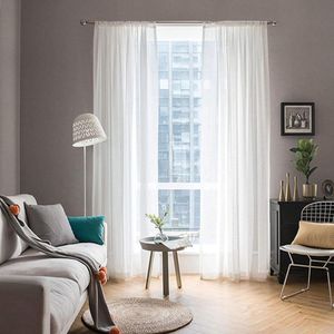 Voile-gordijnen - transparant polyester - luchtig en decoratief - wit - 225 x 140 cm - slaapkamer - woonkamer - Rod Pocket