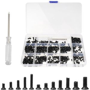 Fan Screws Set - 600pcs Long and Short Screws for Computer Case Fans - 12 Types Black