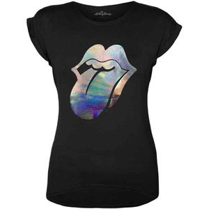 The Rolling Stones - Foil Tongue Dames T-shirt - M - Zwart
