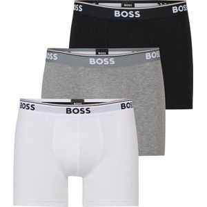 HUGO BOSS Power boxer briefs (3-pack) - heren boxers normale lengte - zwart - grijs - wit - Maat: S