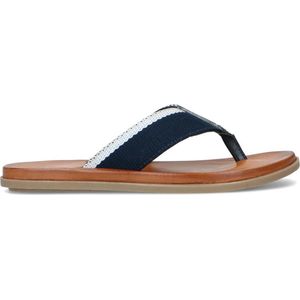 Manfield - Heren - Blauwe canvas slippers - Maat 43