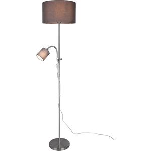 REALITY OWEN Vloerlamp - Nikkel mat - excl. E14 / E27 - Flexibele leeslamp - Apart schakelbaar