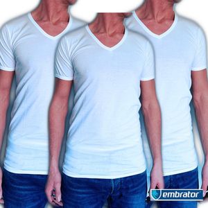 Embrator 3-pack heren T-shirt Invisible met V-hals wit maat XXL