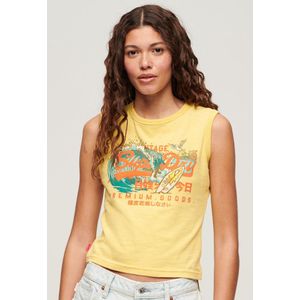 Superdry La Graphic Mouwloos T-shirt Geel S Vrouw
