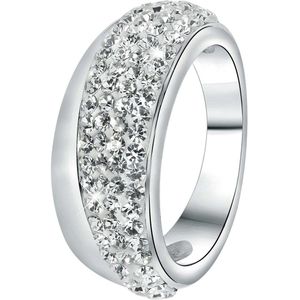 Lucardi Dames Ring met kristal - Ring - Cadeau - Moederdag - Staal - Zilverkleurig