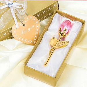 Allernieuwste.nl® Chrystal Gouden ROSE Roos in Mooie Geschenkverpakking - Moederdag Liefde voor Vrouw of Vriendin - Rozen Roze - 55 x 120 mm