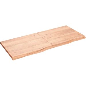 The Living Store Tafelblad 140x60x(2-4)cm behandeld massief eikenhout lichtbruin - Eikenhouten Tafelblad - Tafelblad Vervangen - Salontafel - Eethoek - Keukenblad