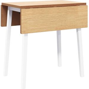 The Living Store Eettafel massief hout wit rubber - Eetkamertafel - Houten Tafel - Klaptafel - Multifunctionele Tafel - Witte Tafel