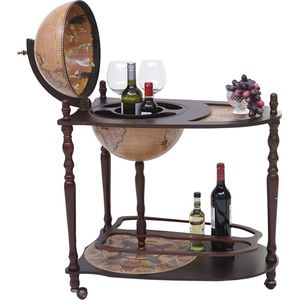 Cosmo Casa Globusbar met Tafel - Minibar Huisbar Tafelbar - Wereldbol op Wielen van - Gecertificeerd Eucalyptushout