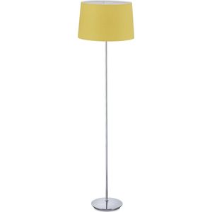Relaxdays staande lamp woonkamer - vloerlamp met lampenkap - E27 fitting - 148.5 cm hoog - geel