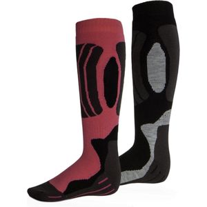 Rucanor Svindal Skisokken - 2-pack - Voor Mannen en Vrouwen - Zwart/Roze - Maat 35-38