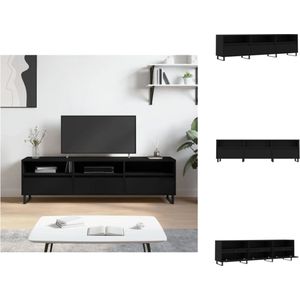 vidaXL TV-meubel - zwart - 150 x 30 x 44.5 cm - opbergruimte - bewerkt hout en ijzer - Kast