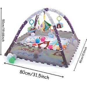 Retail Trends Baby Speelkleed - speelgoed baby 0 jaar - Baby Gym - Leerzaam - Spelen - met hangers - 80 x 80 x 50 cm - Grijs