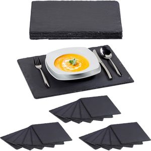 Relaxdays 24x leisteen serveerplank - 30 x 40 cm - placemats - Sushi serveerplaat