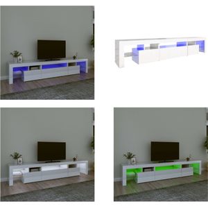 vidaXL Tv-meubel met LED-verlichting 215x36-5x40 cm hoogglans wit - Tv-kast - Tv-kasten - Tv-meubel - Tv-meubel Met LED-verlichting