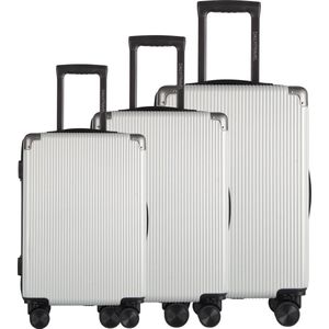 Dailyitravel - 3 delig harde robuuste kofferset ABS - TSA slot - Dubbele wielen - Zilver