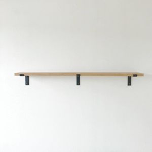 GoudmetHout Massief Eiken Wandplank - 160x20 cm - Industriële Plankdragers L-vorm - Staal - Mat Blank - Wandplank hout