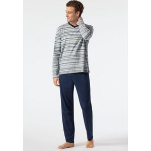 Schiesser Pyjama lange broek - 202 Grey/Blue - maat XXL (XXL) - Heren Volwassenen - 100% katoen- 178103-202-XXL