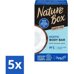 Nature Box - Body Bar - Kokosnoot - Vegan Ingrediënten - 100 g - Bulkverpakking - 5 stuks