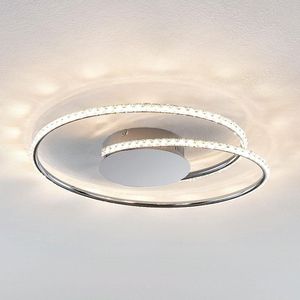 Lindby - LED plafondlamp - Metaal, kristal - H: 8 cm - chroom, helder