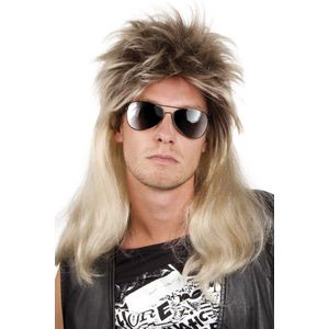 KIMU Rocker Pruik Blond Matje Mullet Metal Glamrock Eighties 80's Hairmetal Festival