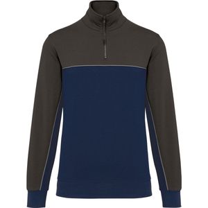 WK. Designed To Work Ecologische uniseks sweater met ritskraag WK404 - Navy / Dark Grey - 5XL